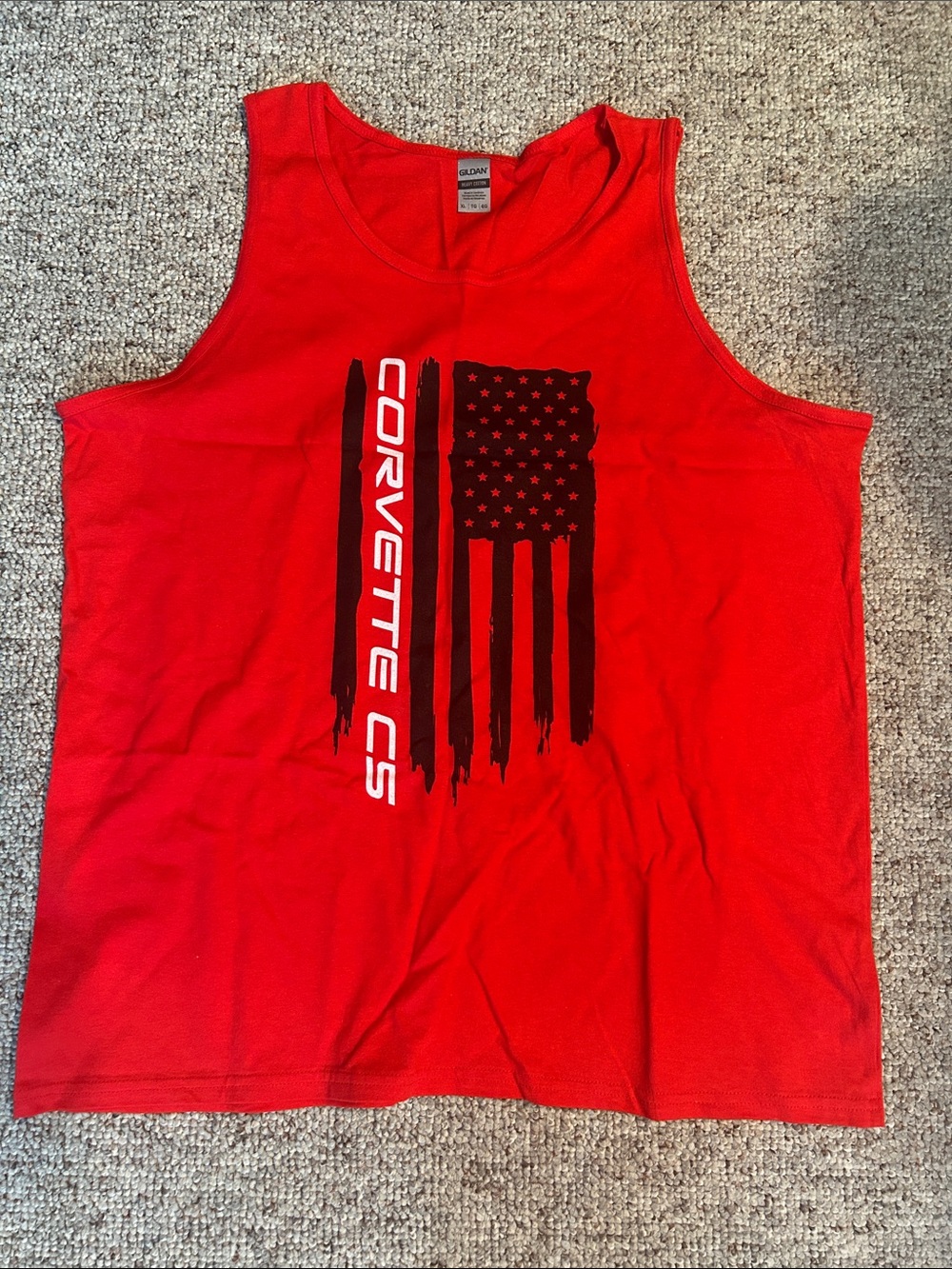 Corvette Gildan Red Cotton Tank Top